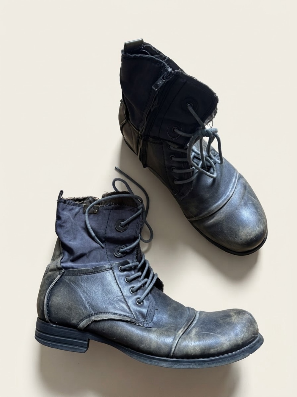 Bunker Sz 12 Tara Canva Leather Rugged Man Lace Up Boots